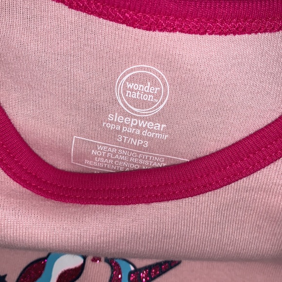 Wonder Nation Girls' Unicorn Cotton Sleep Set, 2 Piece - Picture 8 of 9